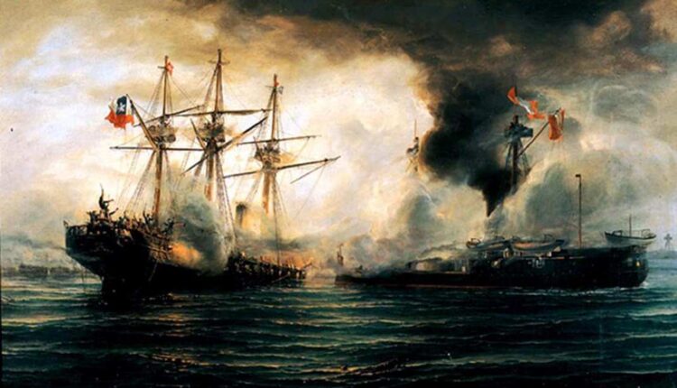 Combate-Naval-de-Iquique-óleo-sobre-lienzo-de-pintura-de-Thomas-Somerscales.