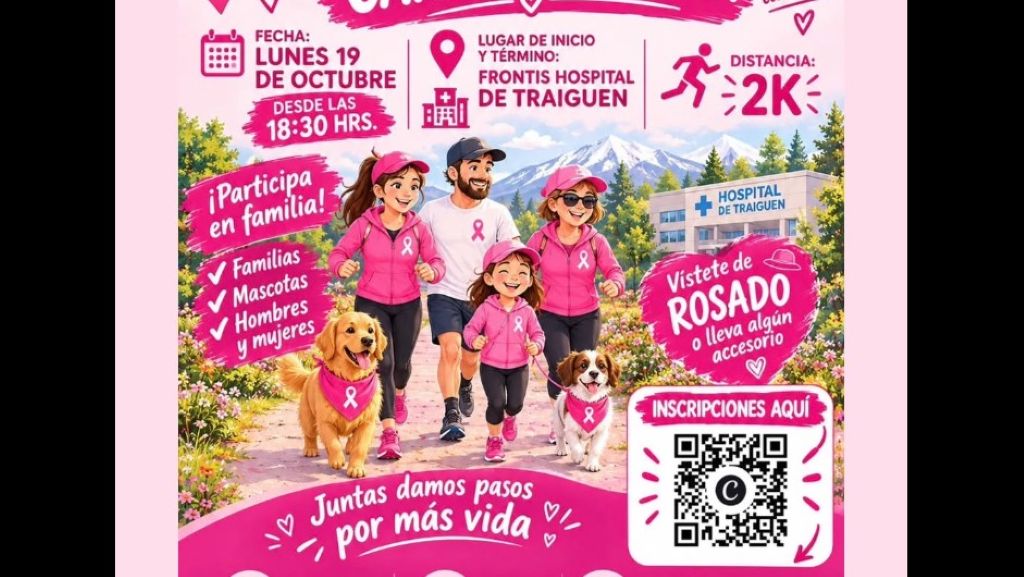 Hospital de Traiguén convoca a la comunidad a la corrida y caminata familiar “Juntas contra el cáncer de mama”